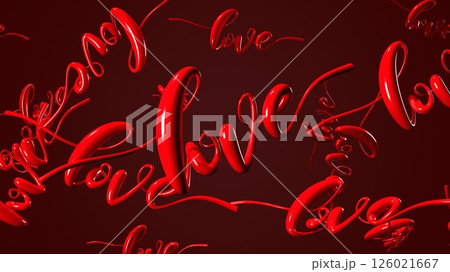 Text Loves in red. 3DCG abstract 3D illustration. 126021667