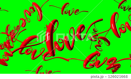 Text Loves in red. 3DCG abstract 3D illustration. 126021668