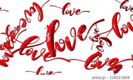 Text Loves in red. 3DCG abstract 3D illustration. 126021669