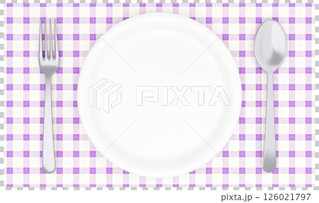 3D插圖_盤子和餐具_餐墊_紫色 126021797