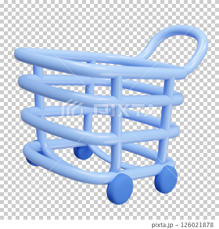 3d cartoon shopping cart icon isolated. online stores, marketing concept, 3d render illustration 126021878