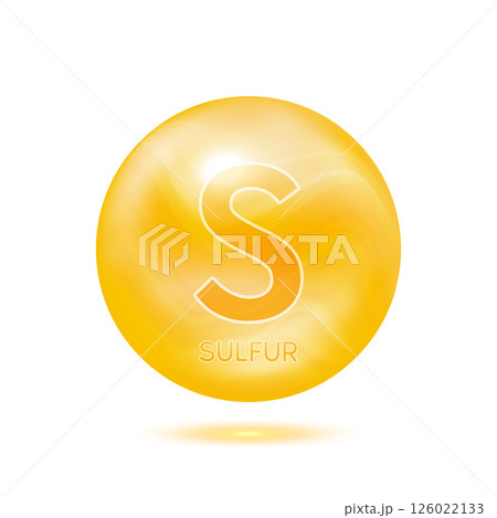 Sulfur minerals yellow. Icon 3D minerals complex isolated on a white background for product design. Medical and scientific concepts. Icon 3D Vector EPS10 illustration. 126022133