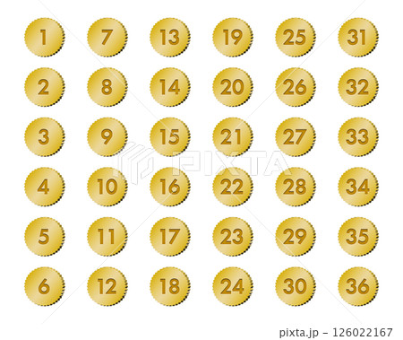 コイン型の数字アイコンセット コイン型の数字アイコンセット 126022167