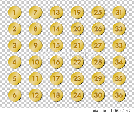 コイン型の数字アイコンセット コイン型の数字アイコンセット 126022167