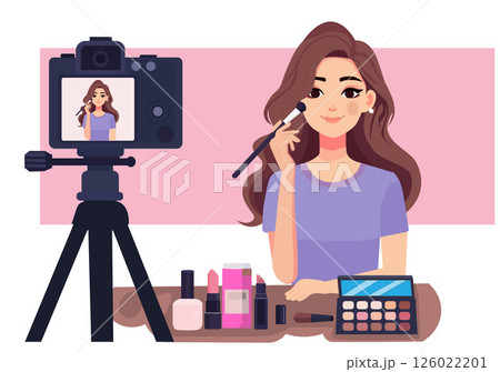 Female makeup artist teaches makeup techniques online 126022201