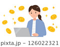 ポイ活でポイントがたくさん貯まった女性のイラスト 126022321