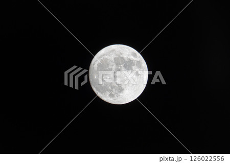 Full moon shines brightly against a dark sky, illuminating the night atmosphere with celestial beauty 126022556