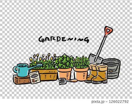 園藝手繪插畫字母表 園藝手繪插畫字母表 126022792