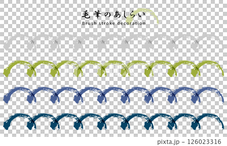 毛筆書法裝飾。一組日式裝飾邊框。用畫筆繪製的日式線條裝飾。 126023316