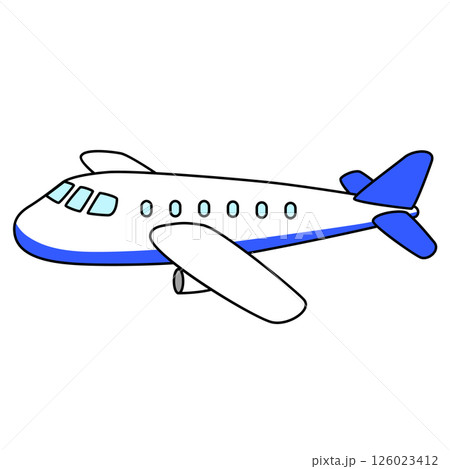 シンプルな青い飛行機のイラスト 126023412
