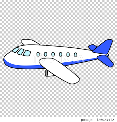 シンプルな青い飛行機のイラスト 126023412