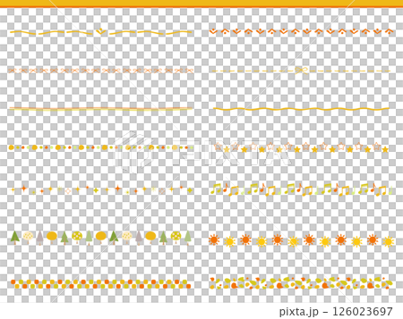 A set of illustration materials for colorful and cute orange lines and underlines perfect for summer 126023697