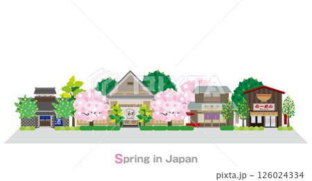 日本の町並みのイラスト. 日本の春. 126024334