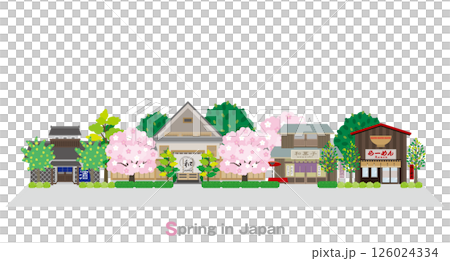 日本の町並みのイラスト. 日本の春. 126024334