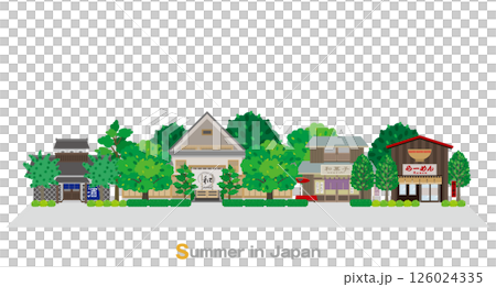 日本城市景觀的插圖。日本的夏天。 126024335