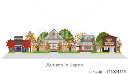 日本の町並みのイラスト. 日本の秋.  126024336