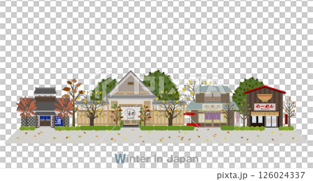日本の町並みのイラスト. 日本の冬. 日本の町並みのイラスト. 日本の冬. 126024337