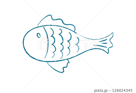 Marine fish swim in the ocean. Aquatic creature in silhouette style. Underwater context, doodle visual style, ideal for various design applications. Chalk and crayon style Marine fish swim in the ocean. Aquatic creature in silhouette style. Underwater context, doodle visual style, ideal for various design applications. Chalk and crayon style 126024345