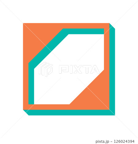 Brutalist abstract shape icon. Bold geometric element with flat design and shadow. Modern icon, showcasing brutalism and y2k aesthetics. Ideal for contemporary graphic projects decoration. 126024394