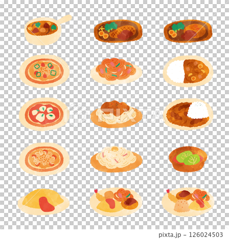 Western food watercolor illustration set Western food watercolor illustration set 126024503