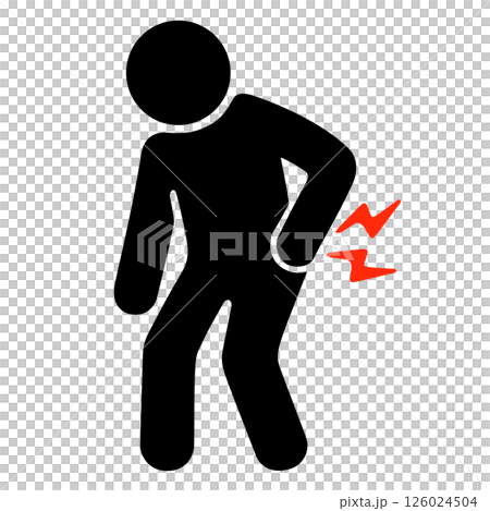 患有背痛的人的象形圖向量插圖 患有背痛的人的象形圖向量插圖 126024504