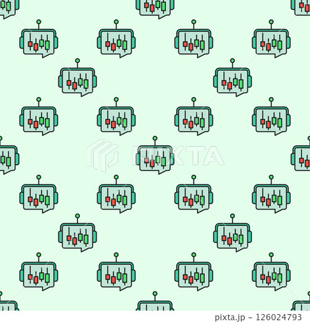 AI Cryptocurrency Trading Bot with Candlestick Chart vector colored seamless pattern 126024793