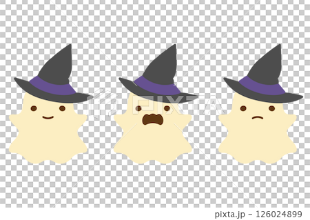 Cute Halloween ghost wearing a hat 126024899