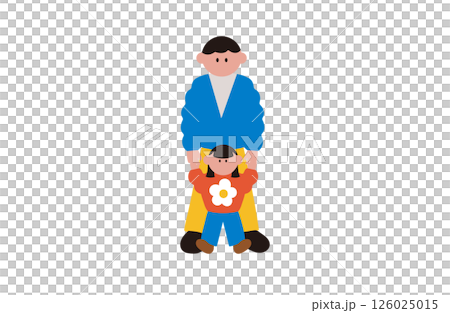 Girl holding hands with father 126025015