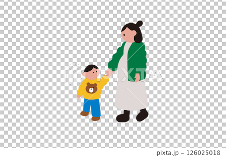 母親和男孩散步 126025018