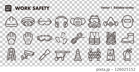 仕事の安全道具アイコンイラストセット EPS版は線の太さ等編集可能 仕事の安全道具アイコンイラストセット EPS版は線の太さ等編集可能 126025152