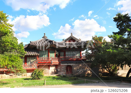 Ancient pavilion in Secret garden Huwon, Changdeokgung Palace complex, Seoul, South Korea. Colourful pavilion in Changdeokgung Palace. Topic of vacation, travel, trip abroad, cruises and tours Ancient pavilion in Secret garden Huwon, Changdeokgung Palace complex, Seoul, South Korea. Colourful pavilion in Changdeokgung Palace. Topic of vacation, travel, trip abroad, cruises and tours 126025206