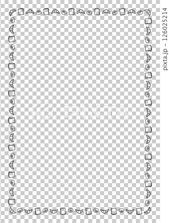 Simple hand-drawn cute bread square frame 126025214