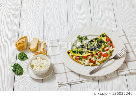 Spinach Onion Goat Cheese Cherry Tomato Omelette 126025246