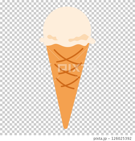 錐形杯中香草冰淇淋的插圖 126025392