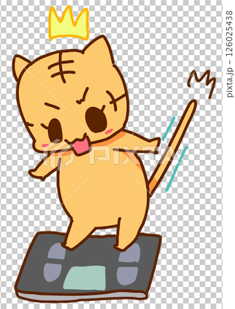 体重を測ってびっくりする猫 126025438