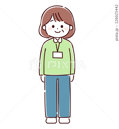 微笑むユニフォームを着た中年女性スタッフ 微笑むユニフォームを着た中年女性スタッフ 126025442