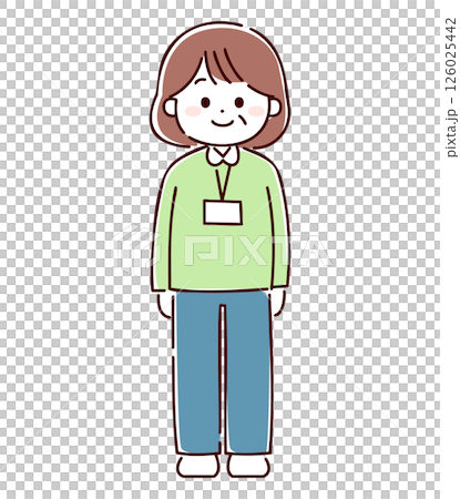 微笑むユニフォームを着た中年女性スタッフ 微笑むユニフォームを着た中年女性スタッフ 126025442