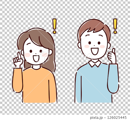 何かに閃いた男性と女性 126025445