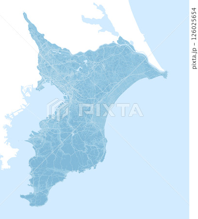 日本の千葉県の水色の衛星写真風イラスト 126025654