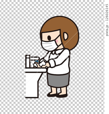 女人洗手作為衛生措施 126026145