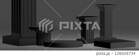 Black podium column set Black podium column set 126026734