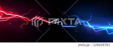 Neon vs thunder - red and blue lightning bolts 126026761