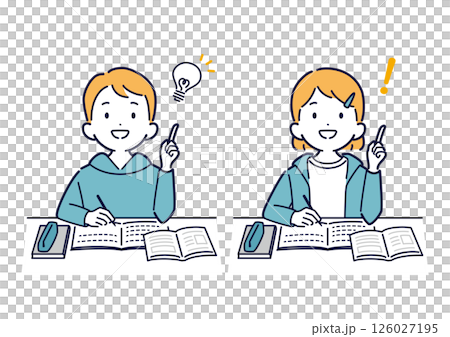 Illustration of children who learned how to solve problems while studying 126027195