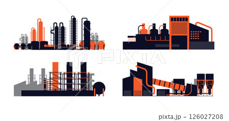 Flat Industrial Building Vector Set 126027208