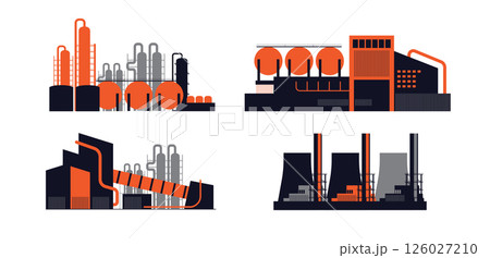 Flat Industrial Building Vector Set Flat Industrial Building Vector Set 126027210