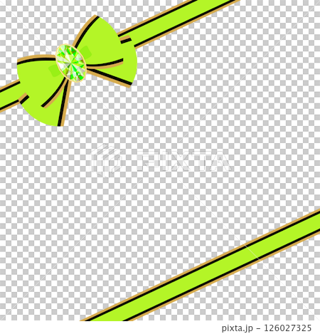 豪華な宝石があしらわれたリボンフレームイラストアンティーク オシャレ 装飾 素材 黄緑 豪華な宝石があしらわれたリボンフレームイラストアンティーク オシャレ 装飾 素材 黄緑 126027325