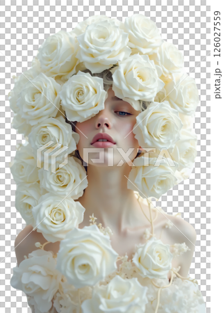 白い薔薇を纏った女性 126027559