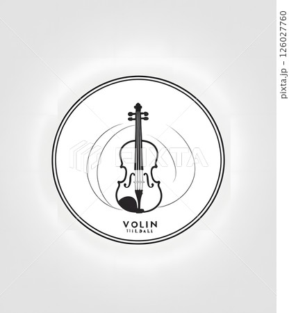 Minimalist Violin Logo in Circle on White Background Minimalist Violin Logo in Circle on White Background 126027760
