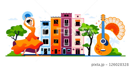 Travel to Spain - colorful flat design style illustration Travel to Spain - colorful flat design style illustration 126028328