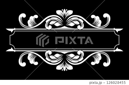 Vintage black and white element. Graphic vector design. Damask graphic ornament Vintage black and white element. Graphic vector design. Damask graphic ornament 126028455